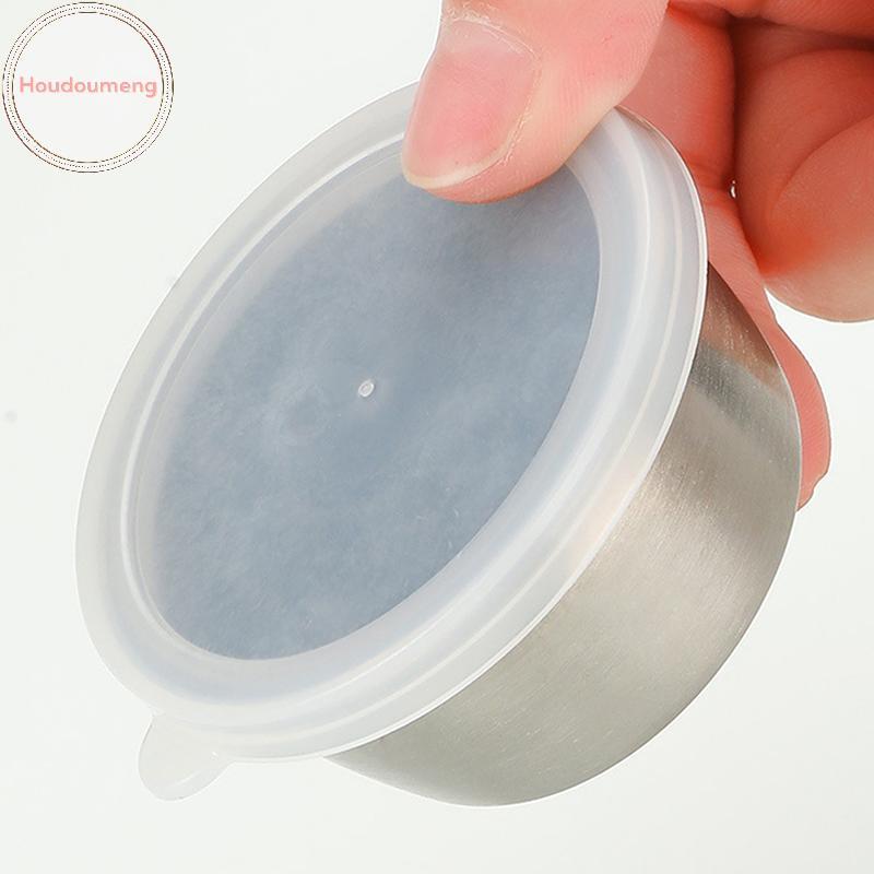 Cốc nước sốt nhỏ bằng thép không gỉ Hodou có nắp kín Gia vị di động Món ăn gia vị sốt cà chua Lẩu nhúng Bát đĩa Bộ đồ ăn VN