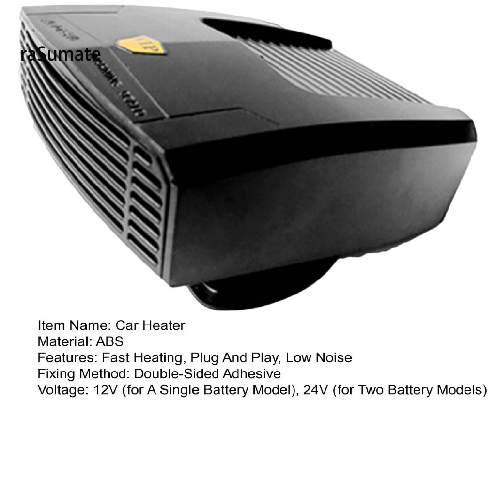 < rasumate > Máy sưởi ô tô 12V / 24V Làm nóng nhanh 2 trong 1 Xoay 360 độ Kính chắn gió ô tô rã đông Đồ dùng xe