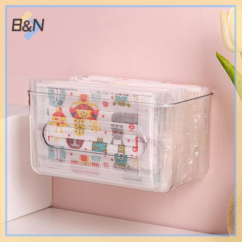 Hộp lưu trữ trong suốt B & N Hộp đựng khăn giấy treo tường Dung tích lớn Giá đỡ mặt nạ dùng một lần miễn phí cho lối vào văn phòng tại nhà.