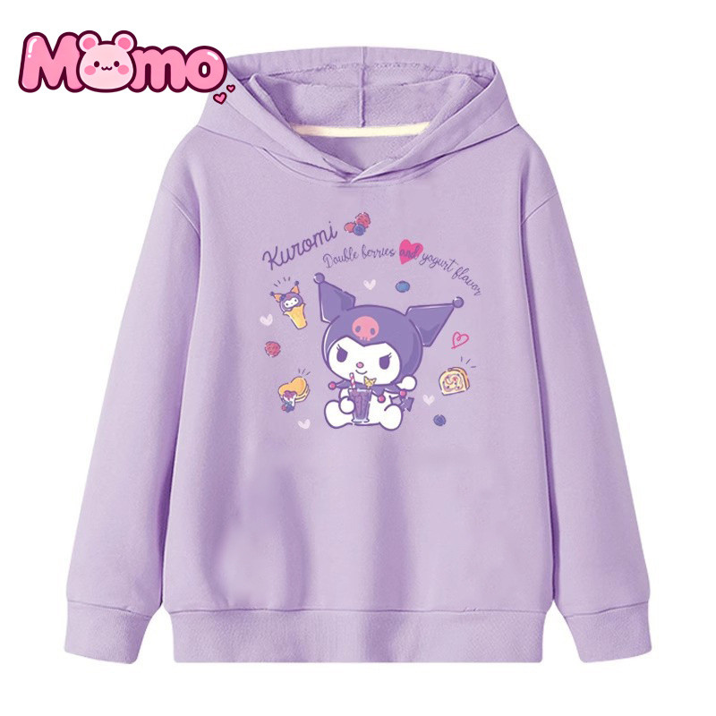 Quần Áo Trẻ Em Kuromi Áo Chui Đầu Có Mũ Trùm Đầu Mới In Hình Hoạt Hình Thường Ngày Cho Trẻ Lớn Tuổi
