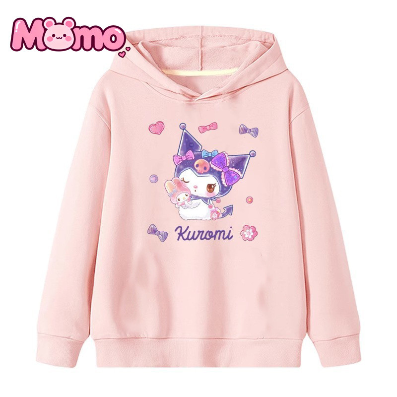 Quần Áo Trẻ Em Kuromi Áo Chui Đầu Có Mũ Trùm Đầu Mới In Hình Hoạt Hình Thường Ngày Cho Trẻ Lớn Tuổi