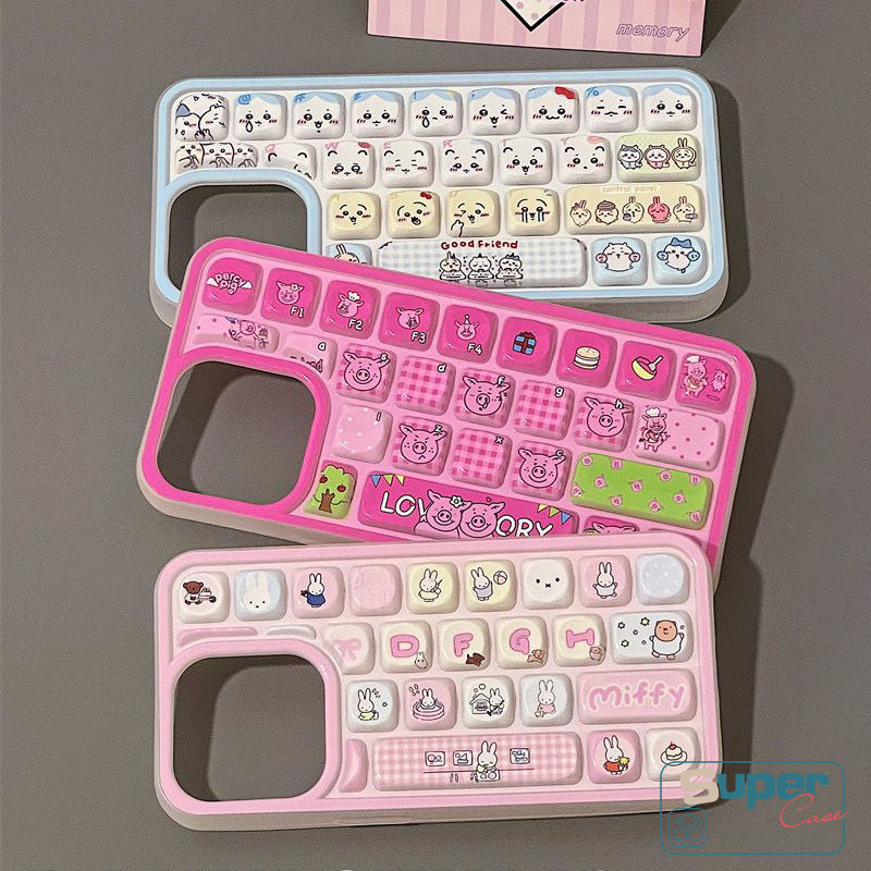 Ốp Lưng Tương Thích Cho IPhone 15 13 16 17 11 12 14 Pro Max XR 14 6 7 8 6s 16 15 Plus Air X XS Max SE Phim Hoạt Hình Sáng Tạo Dễ Thương Crayon Shin-chan Hello Kitty Pig Rabbit Vỏ Bàn Phím 3D