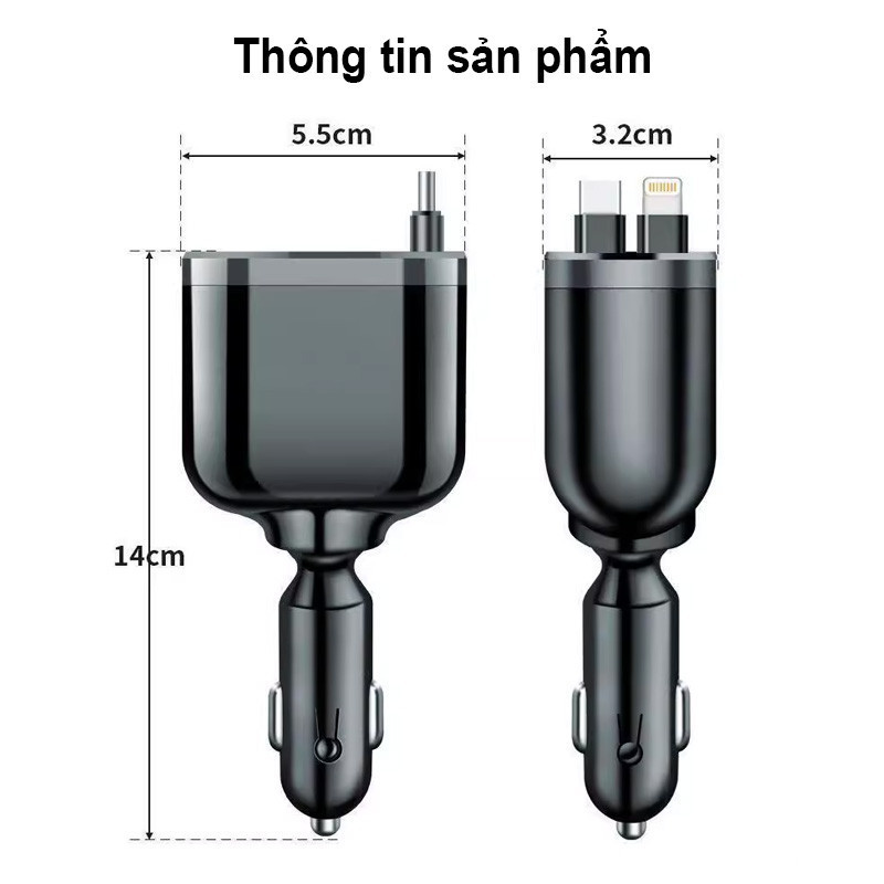 Sạc Nhanh Ô Tô 66W Thông Minh - Màn Hình Hiển Thị Điện Áp Trực Tiếp, Sạc Nhanh An Toàn Cho iPhone & Android