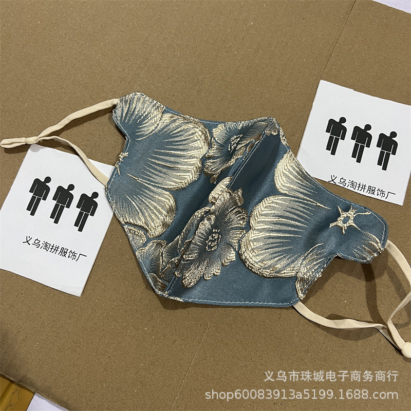 Mặt nạ bảo hộ mùa hè, phong cách Trung Hoa với họa tiết kim cương, chống bụi và viền chống lạnh