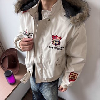 Áo khoác nam độn bông style retro Mỹ, thêu huy hiệu đại bàng leo núi