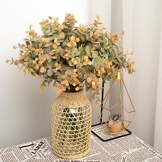 Cành Lá Khuynh Diệp Táo Giả 36cm Trang Trí Nhà Cửa Đạo Cụ Chụp Ảnh Decor Phòng Khách Đám Cưới Artificial Eucalyptus Leaves Plant Home Wedding Decoration Plastic Greenery Stems Autumn Purple Silk Flowers Bouquet 6pcs Office Table Modern Aesthetic DIY