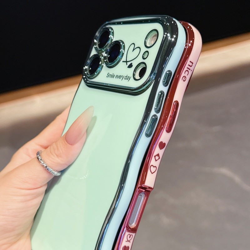 Ốp Điện Thoại Tình Yêu Bên Mạ Điện Cho Apple IPhone 17 Pro Max 17 Air 16 15 14 Plus 13 12 11 Pro Max Bao Ống Kính Mềm Mại