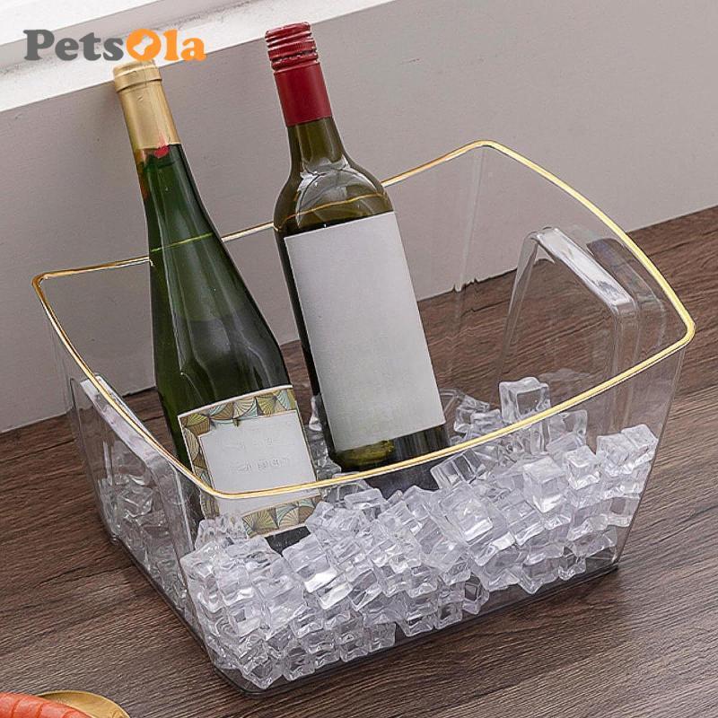 Thùng đá PETSOLA cho các bữa tiệc Đồ uống trong suốt Khay kem Xô uống để uống Chai bia sâm panh