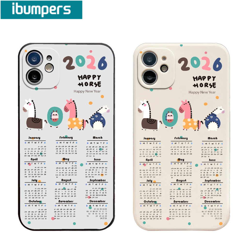 Ibumpers Ốp Điện Thoại Họa Tiết Ngựa Dễ Thương 2026 Họa Tiết Calenda Silicon Mềm Cao Cấp Vỏ Chống Sốc Cho iPhone 11 12 13 14 15 16 Pro Max IP 7 8 Plus Iphon X XS XR Xs max