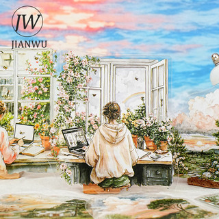 JIANWU Dòng Cửa Sổ Thời Tiết Vintage Thực Vật Hoa Phong Cảnh Chất Liệu Cắt Dán PET Nhãn Dán Sáng Tạo DIY Tạp Chí Văn Phòng Phẩm