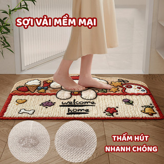 Thảm Lau Chân Vải Lanh Dệt Hình Chó Con MAISON – Thảm Chùi Chân Chống Trượt Cửa Ra Vào Decor Nhà Cửa