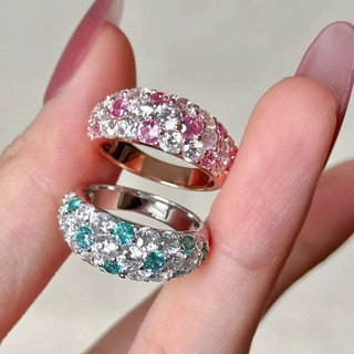 Nhẫn Kim Cương Nữ với đá Corundum Đỏ và Xanh, Phong Cách Sang Trọng cho Tiệc Cao Cấp