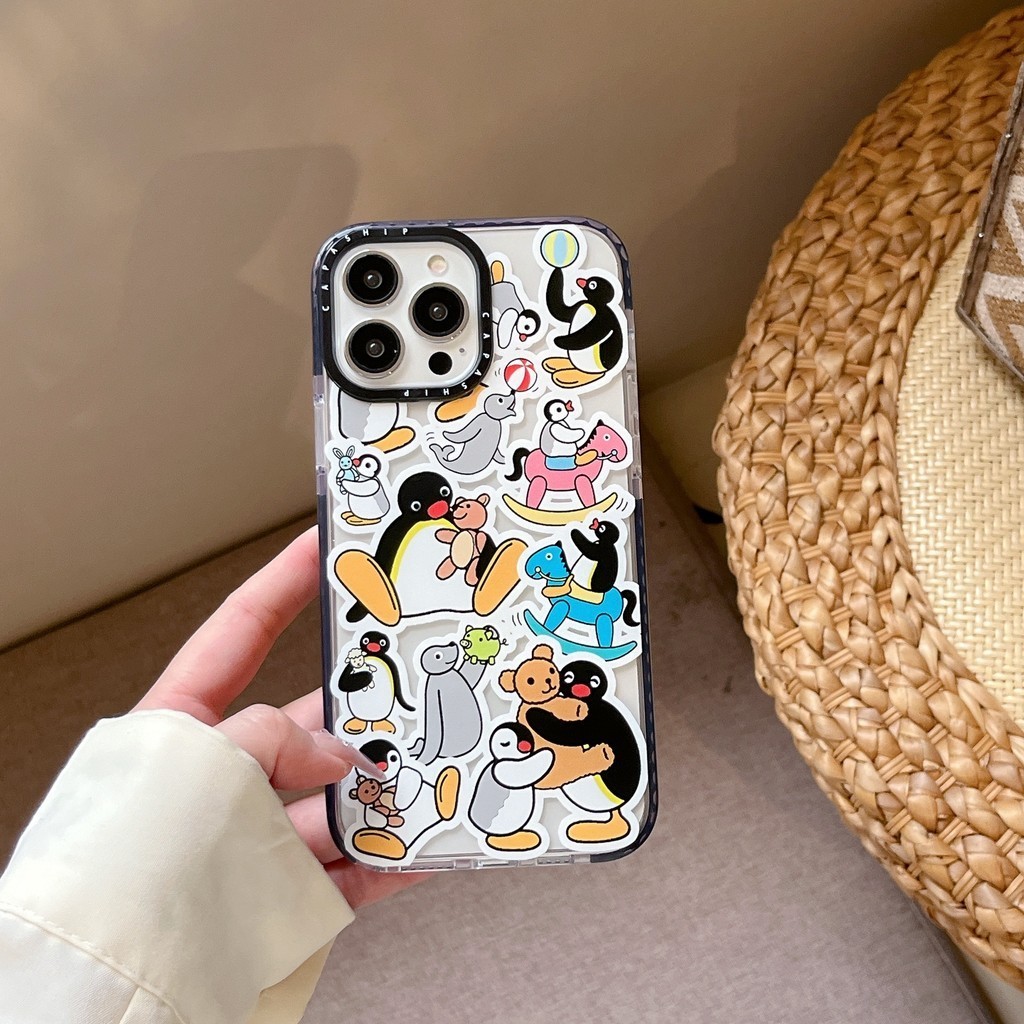 CAPASHIP Pingu Designer Vỏ mềm hoạt hình gia đình chim cánh cụt dễ thương Vỏ tương thích cho iPhone 17 Pro Max Air Plus 16 / 15 / 14 / 13 / 12 / 11 / XR / X / XS / SE / 8 / 7 / 6