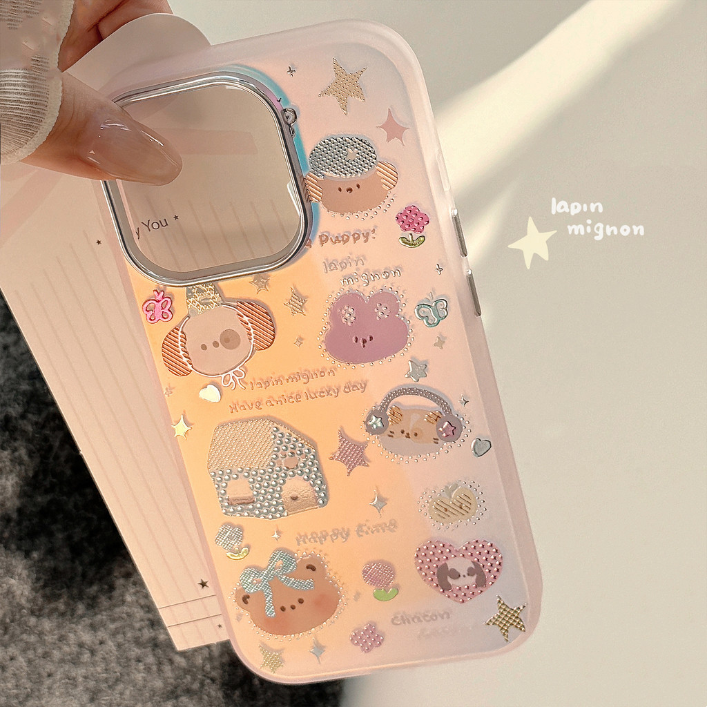 Gilt Thích Hợp Cho iphone15 Ốp Điện Thoại 17Promax Laser Hồng Hoạt Hình 16 Chống Sốc 14 Phong Cách Hàn Quốc 13 Vỏ Cứng