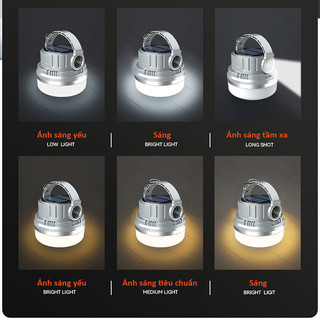Đèn Pin Cắm Trại Đa Năng - Sạc Năng Lượng Mặt Trời & Type-C, Chống Nước, Tích Điện, Sáng 300LM