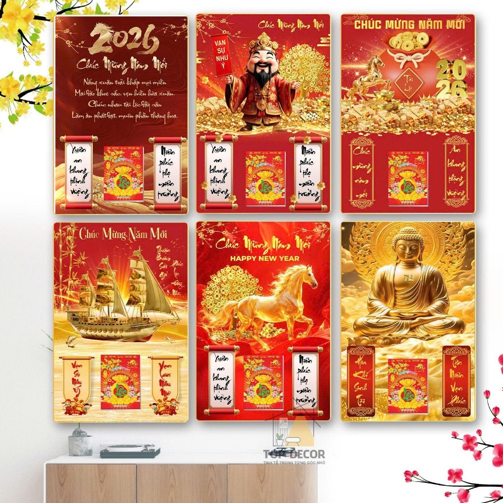 Tranh Tráng Gương 2026 Tranh Biếm Họa - Tranh Vô Tri Mã Đáo Thành Công - Long Tranh Hổ Đấu - Top Decor