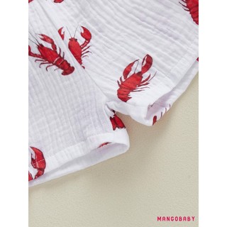 Bộ quần Short bé trai MG-Baby Kids Boys Bộ áo sơ mi ngắn tay in hình khủng long / xe buýt / tôm hùm với quần Short lưng co giãn Bộ trang phục mùa hè cho trẻ mới biết đi