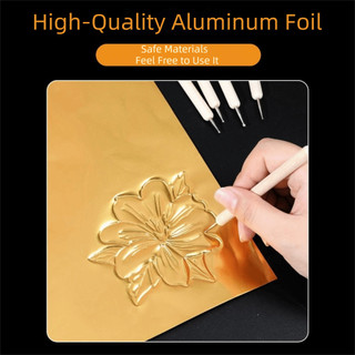 Giấy nghệ thuật lá nhôm thủ công 20x30cm, làm lá vàng DIY, giấy khắc nghệ thuật ROLY