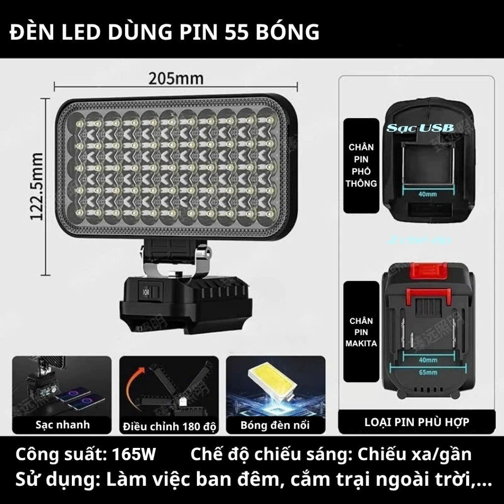 Đèn LED Dùng Pin 55 Bóng Chân Pin Phổ Thông 4cm, Thông Dụng Sử Dụng Làm Việc Ban Đêm, Cắm Trại, ...