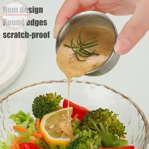 Cốc nước sốt nhỏ bằng thép không gỉ Hodou có nắp kín Gia vị di động Món ăn gia vị sốt cà chua Lẩu nhúng Bát đĩa Bộ đồ ăn VN