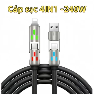 Cáp Sạc Nhanh 3 Trong1 6A Cổng Type C Bằng Silicone Và Hợp Kim KẽmUsb-Type C , Type C-Type C, Đa năng đa dụng
