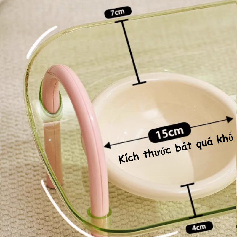 Bát Ăn Cao Chân Cho Chó Mèo - Thiết Kế Đôi Ngăn Riêng Biệt, Chống Trượt, Phù Hợp Đựng Thức Ăn Khô & Ướt