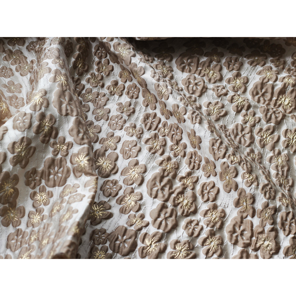 Phong Cách Mới Sợi Vàng Lụa với Họa Tiết Hoa Nhỏ Jacquard Nổi Ba Chiều - Polyester TJ20316