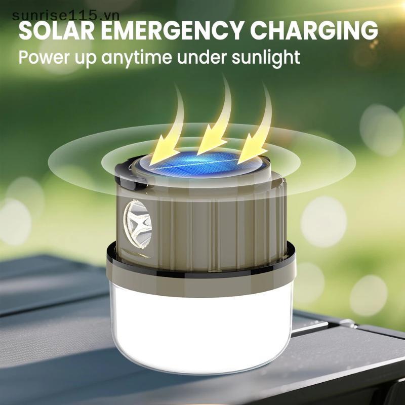 Đèn cắm trại SRVN 2400mAh với năng lượng mặt trời, đèn LED sạc IPX5 chống nước, phù hợp cho cắm trại và tình huống khẩn cấp.