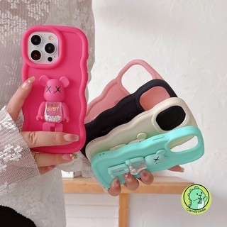 Ốp Điện Thoại Gấu KAWS Cho Infinix Hot 60 60i 50 50i 40 40i Pro Plus 30 30i 20i Play 5G 4G Vỏ Mềm Hoạt Hình Dễ Thương Màu Kẹo 3D Sóng Có Chân Đế