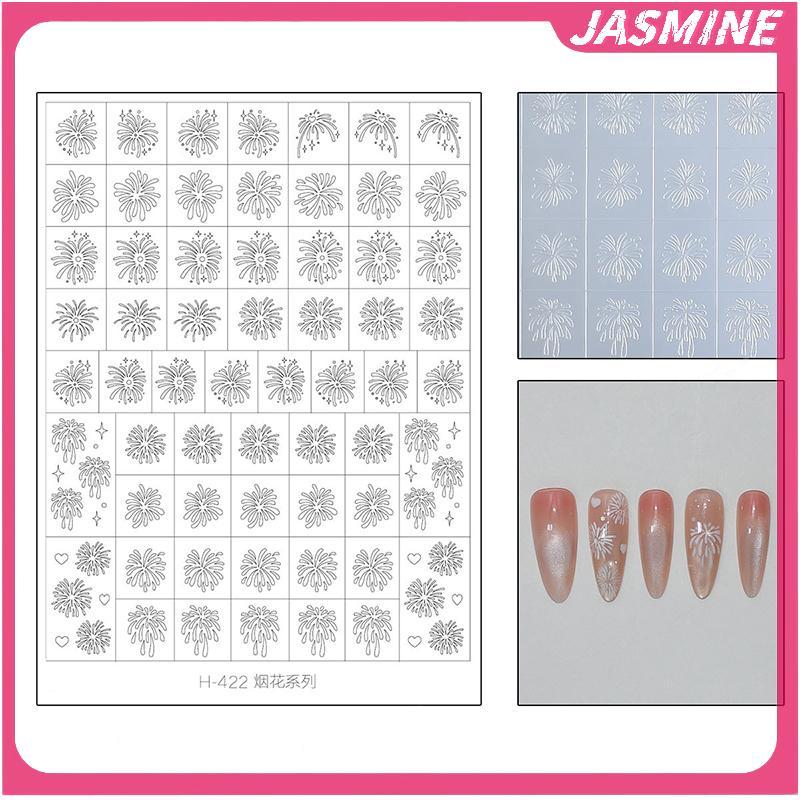 JASMINE Hoàn Toàn Trong Suốt Rỗng Pháo Hoa Dán Móng Tay Tranh Stencil Cây Giáng Sinh Họa Tiết Bông Tuyết Mẫu Patting Dính Phụ Trợ Dụng Cụ JASMINE