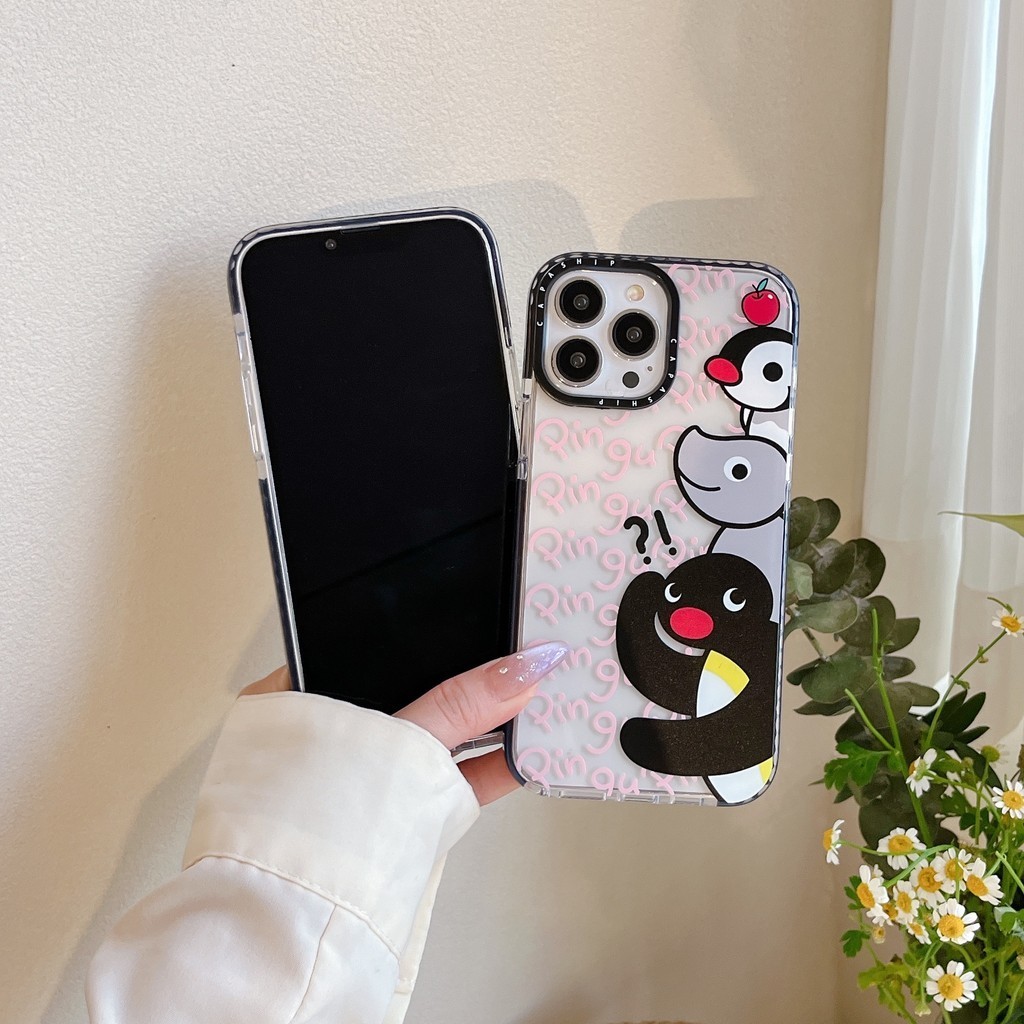 CAPASHIP Pingu Designer Vỏ mềm hoạt hình gia đình chim cánh cụt dễ thương Vỏ tương thích cho iPhone 17 Pro Max Air Plus 16 / 15 / 14 / 13 / 12 / 11 / XR / X / XS / SE / 8 / 7 / 6