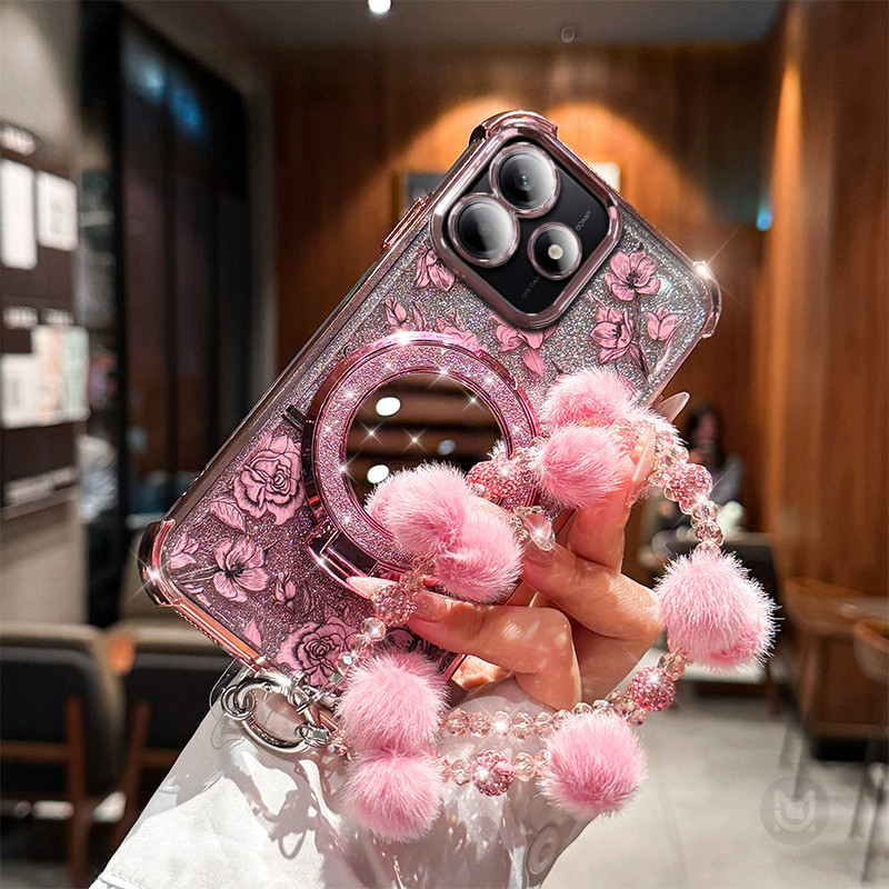 Vỏ Cho VIVO iQOO Z9 Z9X Z8 Z7i Z5 Z6X Z3 Z10 Turbo Mạ Gương Trang Điểm Vỏ Silicon Chống Sốc Có Dây Xích