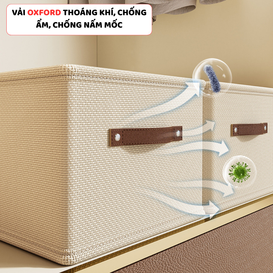 Hộp Vải Đựng Quần Áo Gấp Gọn ENODA HOME, Hộp Vải Oxford Khung Nhựa PP Cứng Cáp Đứng Form Lưu Trữ Đồ Ngăn Nắp HV011