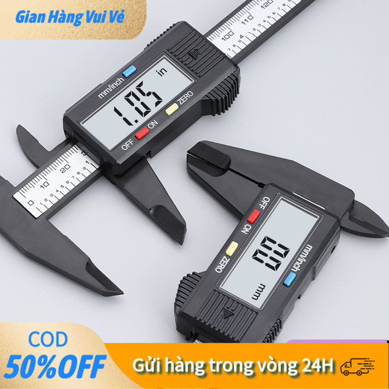 [24h] Máy đo kỹ thuật số 150mm, thước kẹp điện tử màn hình LCD, đo nhanh chuẩn, chất liệu cao cấp
