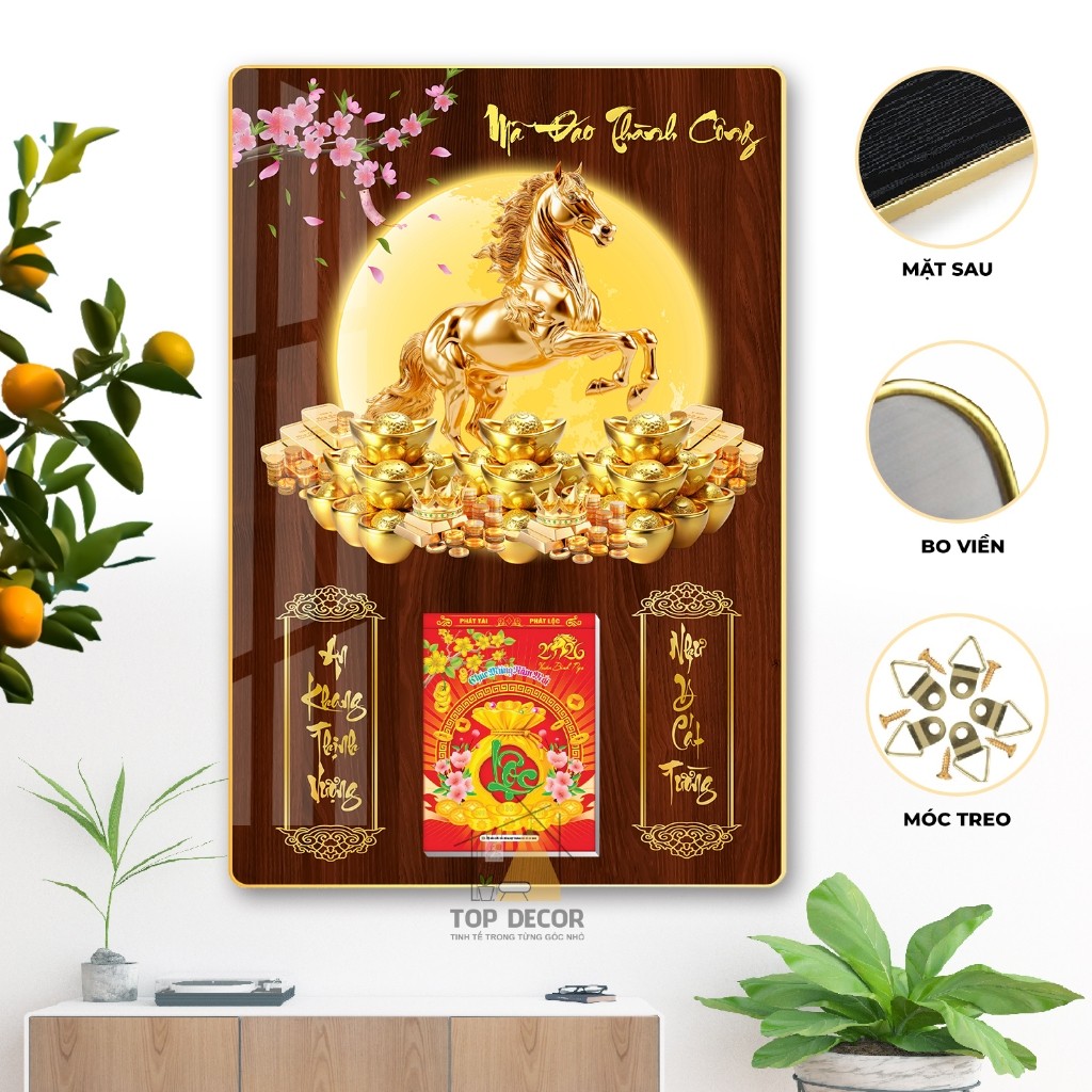 LỊCH 2026 - Đốc lịch treo tường tráng gương bọc viền vàng cao cấp, kèm bloc Decor phòng, quà tặng, quà biếu - Top Decor