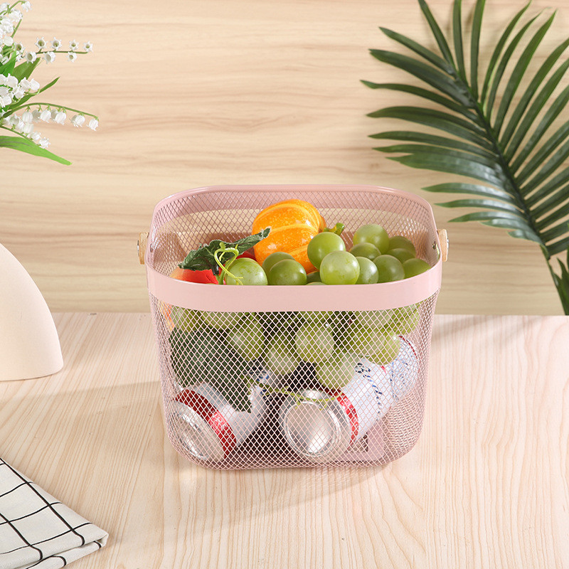 Giỏ đựng đồ gia dụng rỗng tay cầm gỗ/sắt, đựng rau củ trái cây, di động ngoài trời 12.1 EAV