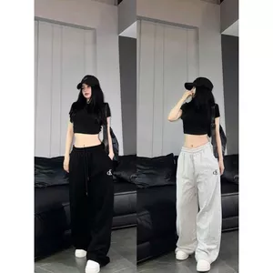 SÉT BỘ QUẦN DA CÁ XÁM TRƠN +MIX ÁO PHÔNG CROPTOP TRƠN TĂM-quanaao94