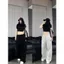 SÉT BỘ QUẦN DA CÁ XÁM TRƠN +MIX ÁO PHÔNG CROPTOP TRƠN TĂM-quanaao94