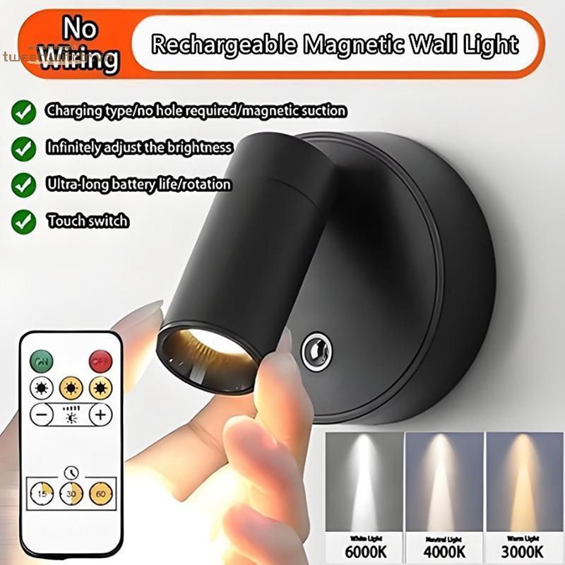 TRTR Spotlight Touch 2000mAH Đế Từ Tính Led Đèn Tường Không Dây USB Sạc Tường Tủ Treo Tường VN