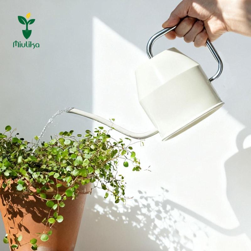 Bình tưới nước Miulika 1L, có vòi dài Phụ kiện màu trắng đa năng Chậu tưới vườn cho rau củ Hoa Rửa xe Sân vườn ngoài trời
