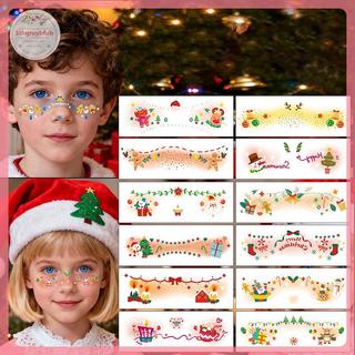 Sản Phẩm Giáng Sinh: Miếng Dán Mặt Người Tuyết,Temporary Body Art Sticker Nhiều Màu Sắc, Phụ Kiên Dự Tiệc