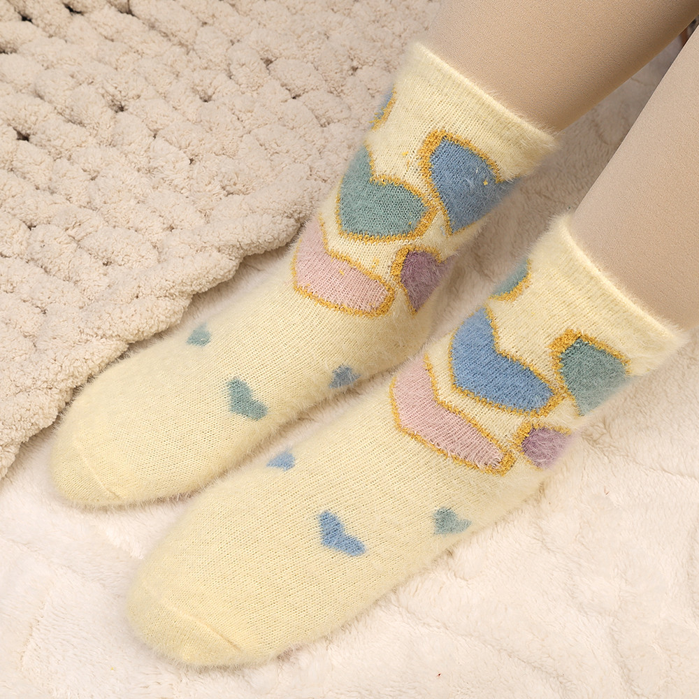 Tất giữa bắp chân hoa ngọt ngào dành cho nữ - Polycotton Blend Thiết kế dễ thương với trái tim / bướm cho mùa thu đông, (1 / 3 / 5 đôi) ﻿