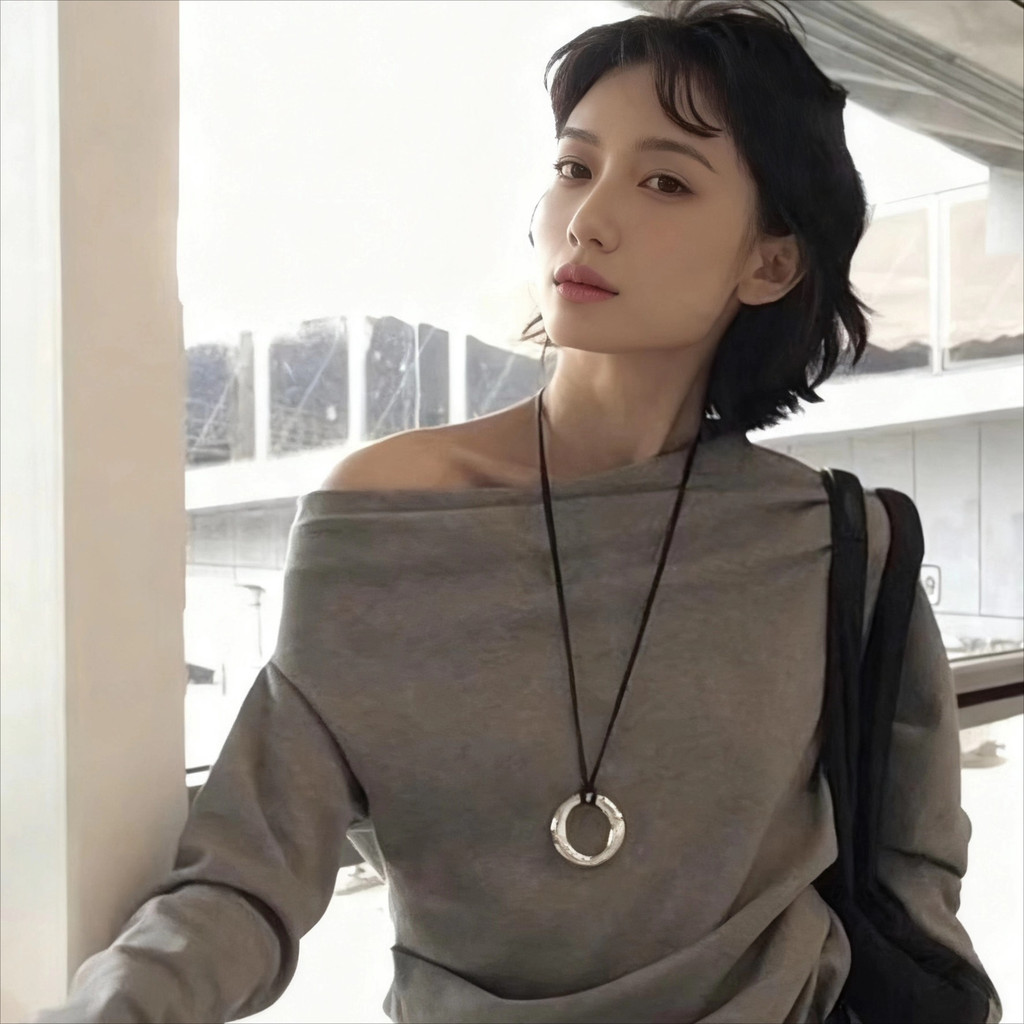 Dây Chuyền Mặt Dây Hình Tròn Tối Giản Dây Chuyền Len Mới Thu Đông Phong Cách Vintage Cá Tính Phụ Kiện Sang Trọng Thanh Lịch