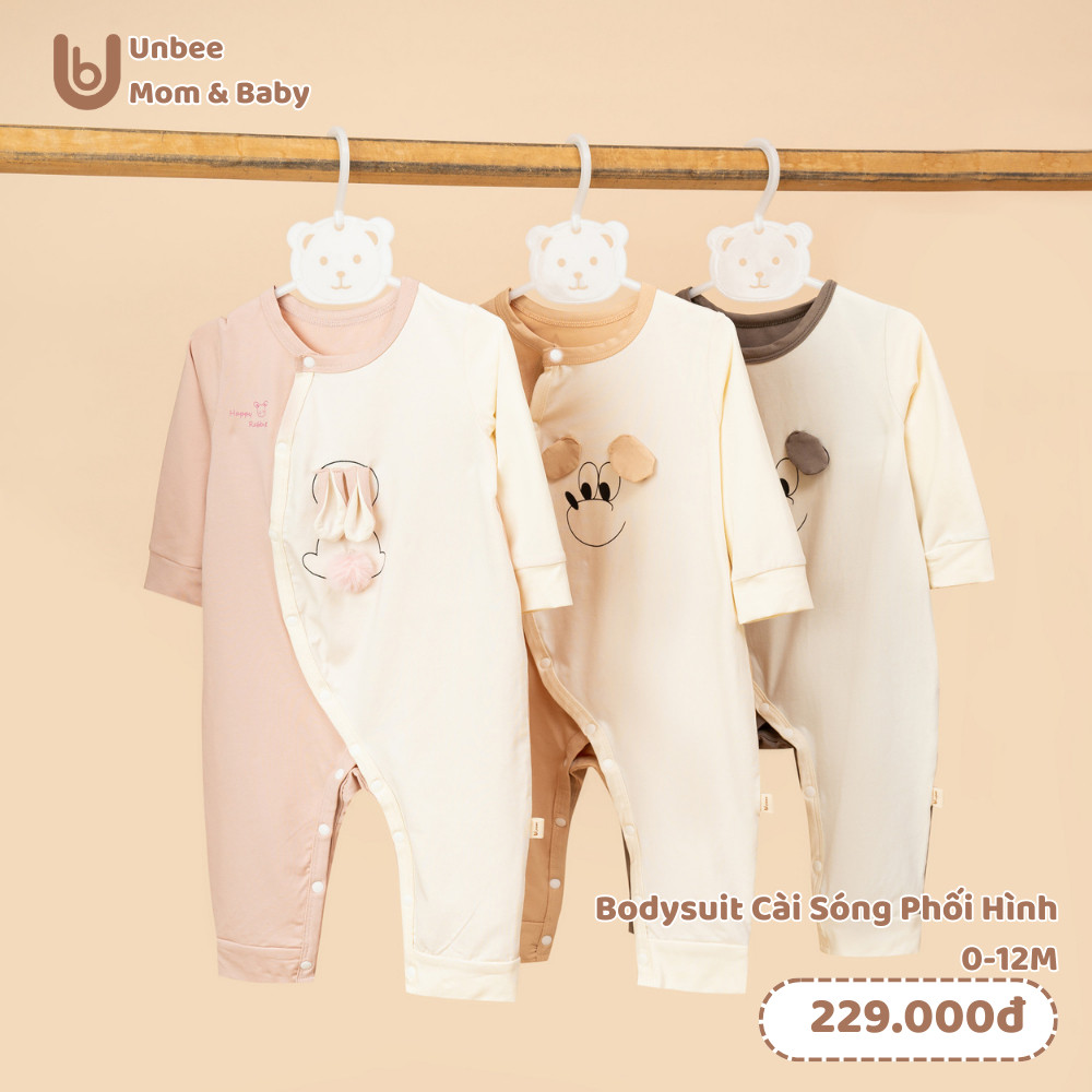 Bodysuit dài tay bé trai bé gái UNBEE phối hình động vật ngộ nghĩnh - Body dài cho bé