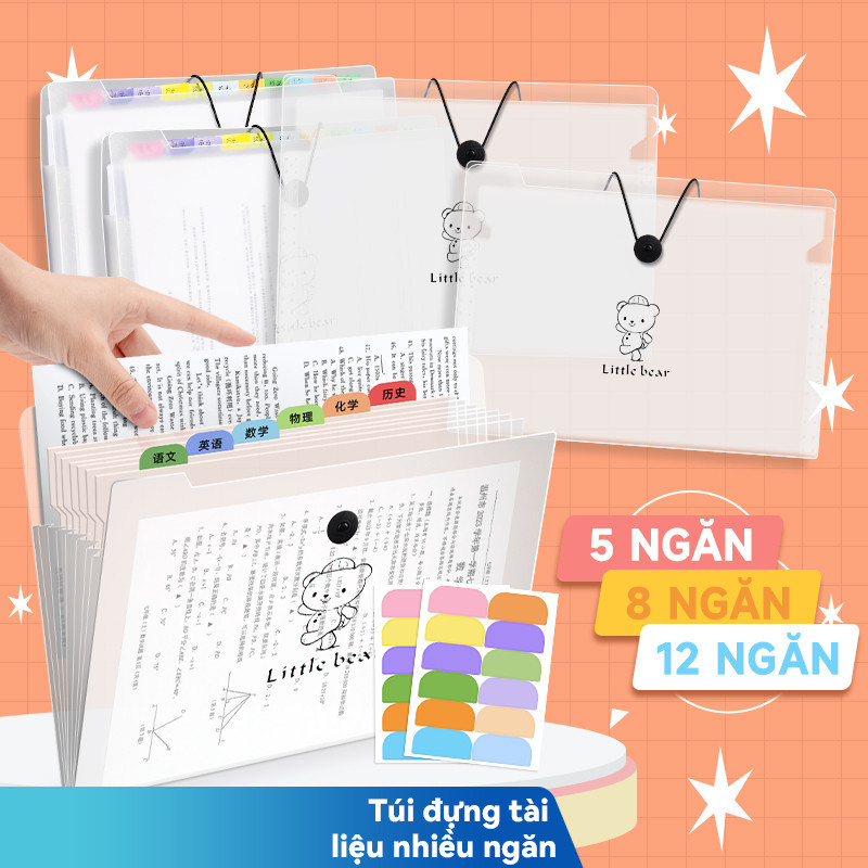 túi đựng tài liệu a4 văn phòng,  ppvới 12 ngăn, kẹp bài kiểm tra chống nước, tổ chức sáng tạo cho công việc và học tập​​