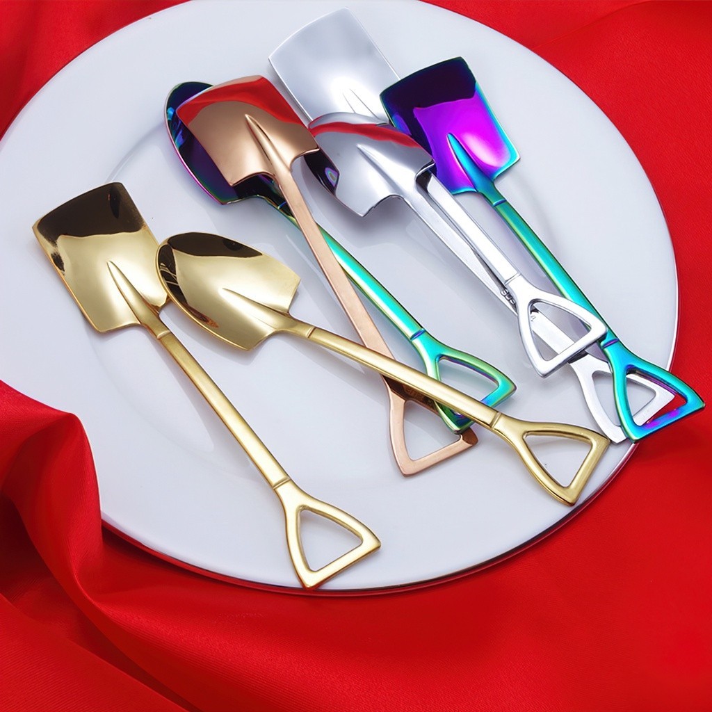 M78 Muỗng thìa inox cán dài cao cấp hình chiếc xẻng nhiều màu MALAN