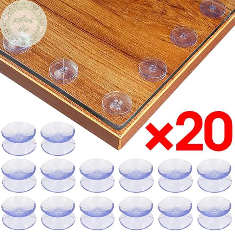 PUSKY 20 Chiếc Hai Mặt Nhựa Hút Chân Không Chống Trơn Trượt Trong Suốt Hút Miếng Lót Cho Kính Ô Tô Cửa Sổ Bàn Top Miếng Đệm DIY Giá Đỡ Xà Phòng VN