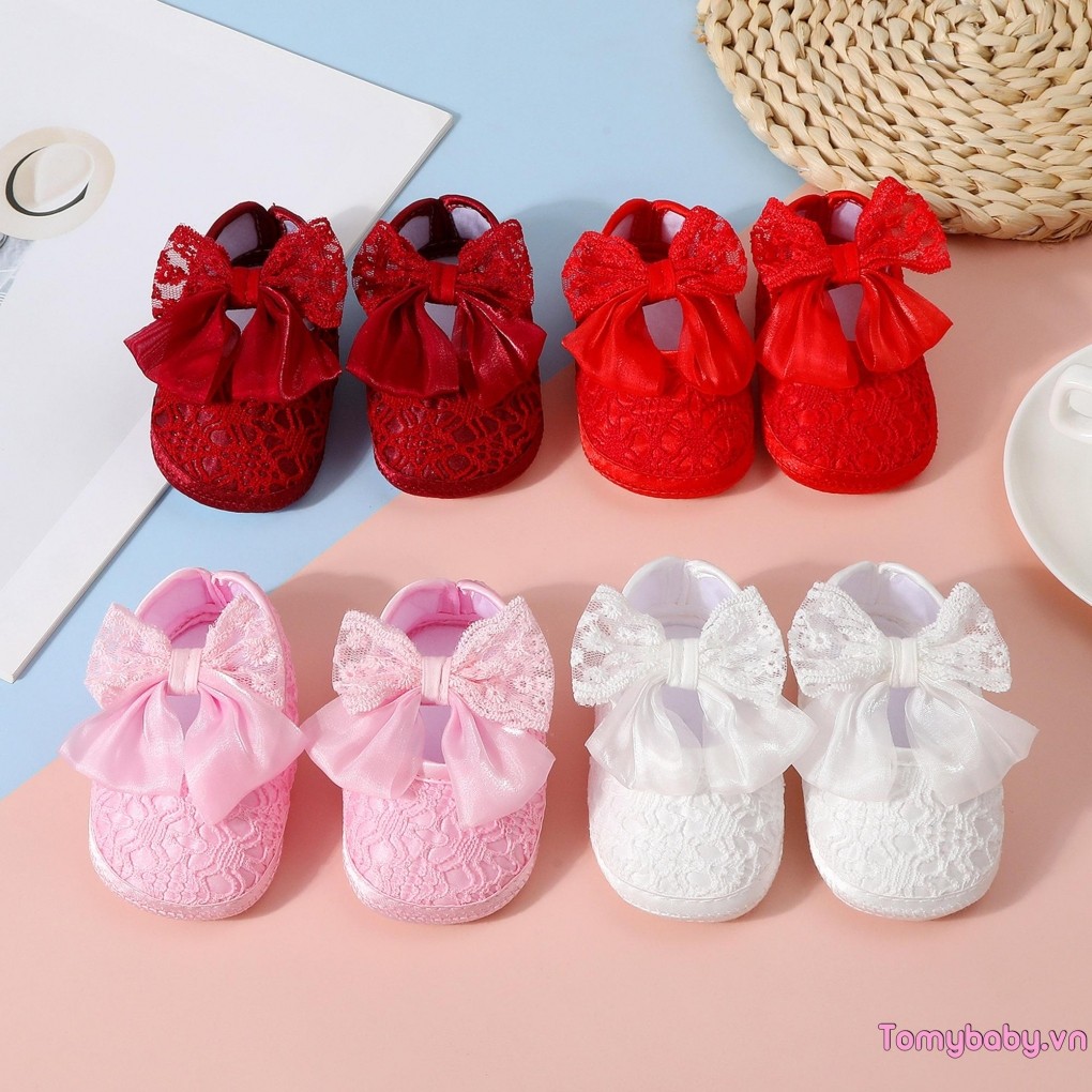 Bé Gái Nơ Giày Ren Dễ Thương Thời Trang Trẻ Sơ Sinh Chống Trơn Trượt Giày Đi Bộ Đầu Tiên Sử Dụng Hàng Ngày Những dịp Đặc Biệt