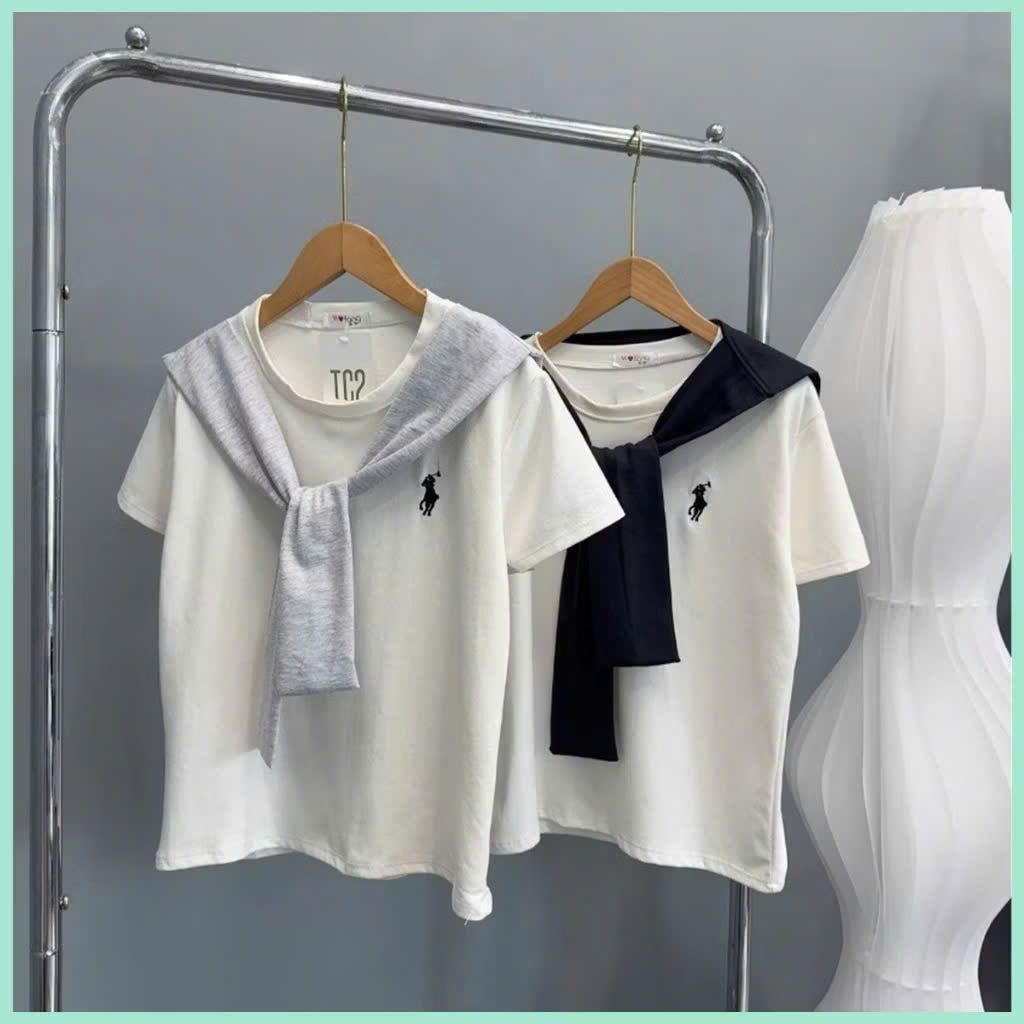 Áo thun thủy thủ hình con ngựa  chất cotton +phối khăn quàng thoáng mát -phong3158