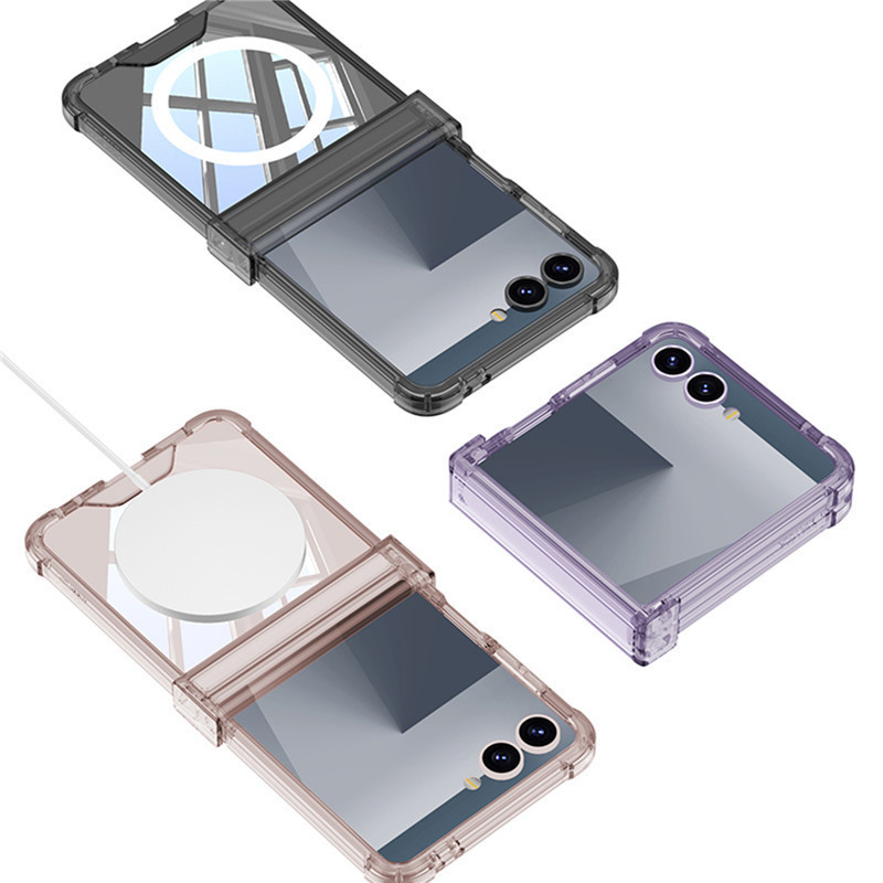 Dành Cho Samsung Galaxy Z Flip 7 Từ Tính Sạc Không Dây Trong Suốt Chống Sốc Gấp Bản Lề Bảo Vệ Flip7